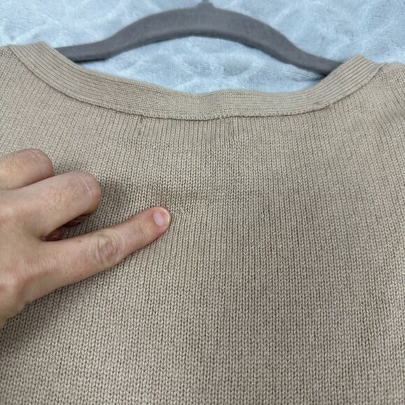 Banana Republic Sweater Women Small Tan Black Wool Cashmere Minimalist Old Money - Picture 7 of 11